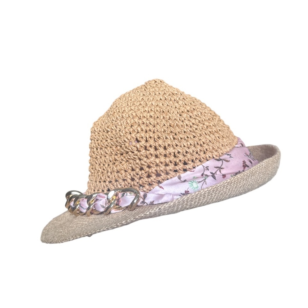 Steve Madden Girls Sun Hat One Size Floral Band 100% yarn vacation resort beach - Picture 4 of 6